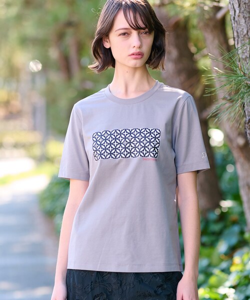 tシャツ 「接触冷感/UVカット」バックブリーズテックオーバーラップサークルプリントTシャツ レディース セール】【接触冷感/UVカット】バックブリーズテックオーバー