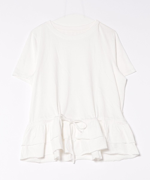 Lace Ladies(レースレディース)の「ウエスト ティアード フリル ドロスト 半袖 Tシャツ(Tシャツ/カットソー・レディース・ホワイト/ブラック/グレー・FREE)」の9枚目の写真