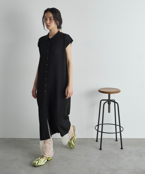 超美品♡Resurrection♡ノースリーブ♡ポロワンピース♡ 強撚糸アルティメイトピマ ノースリーブワンピース｜yohaku