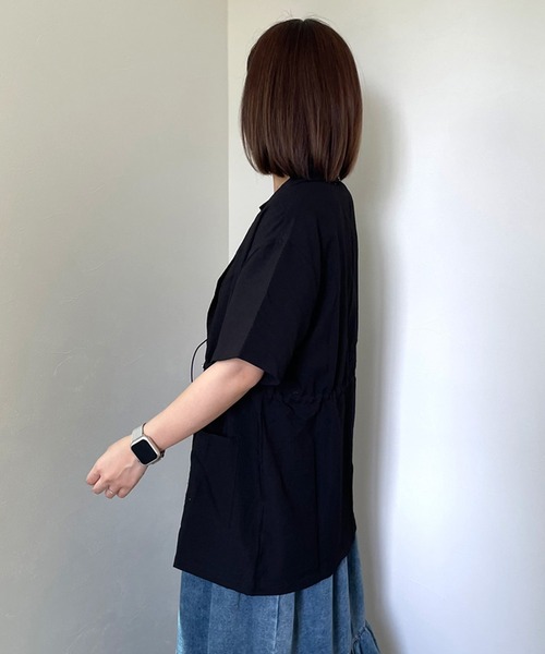 CRB(シーアールビー)の「半袖テーラージャケット(テーラードジャケット・レディース・ブラック/ベージュ/オフホワイト/チャコール/ブラウン・F)」の10枚目の写真
