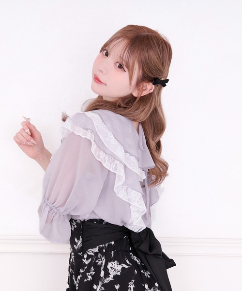 apres jour(アプレジュール)の「レースフリルブラウス(シャツ/ブラウス・レディース・ホワイト/ライトグレー/ブラック/ピンク・フリー/X-LARGE)」の20枚目の写真
