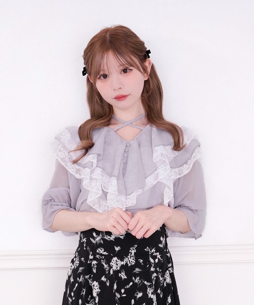 レースフリルブラウス（シャツ/ブラウス）｜apres jour（アプレ