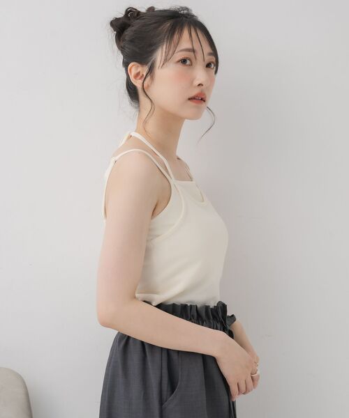 RETRO GIRL（レトロガール）の「レイヤードカップ付キャミ（キャミソール・レディース・イエロー/ナチュラル/ブラック・FREE）」の8枚目の写真