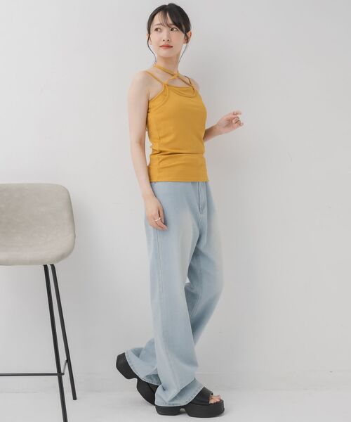 RETRO GIRL（レトロガール）の「レイヤードカップ付キャミ（キャミソール・レディース・イエロー/ナチュラル/ブラック・FREE）」の21枚目の写真