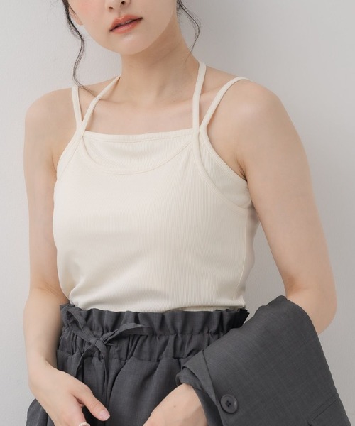 RETRO GIRL（レトロガール）の「レイヤードカップ付キャミ（キャミソール・レディース・イエロー/ナチュラル/ブラック・FREE）」の3枚目の写真