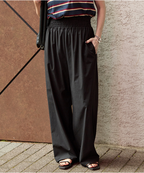 ジャーナルスタンダード　ナイロンストレッチワイドパンツ　ウエストゴム 撥水 JOURNAL STANDARD｜《WEB限定追加》【接触冷感/防しわ/洗える/撥
