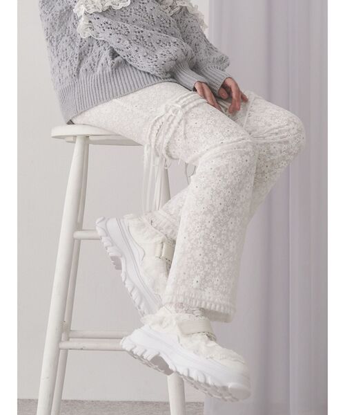 【美品】merry jenny レースパンツ ホワイト merry jenny ジーンズ デニム デニムパンツ スリットレース