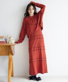 セール】【crinkle crinkle crinkle】border back slit dress