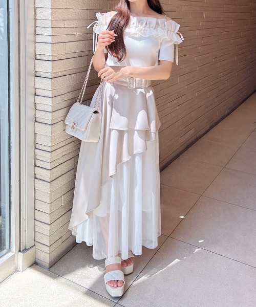 INGNI(イング)の「共ベルト付チュール切替アシメスカート/A(スカート・レディース・ブラック×ブラック/グレー系その他6/ベージュ系/ブルー系6/ネイビー系・FREE)」の18枚目の写真