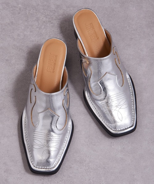 セール】【MAISON BREEZE reveur】square toe western sabot mule