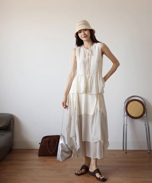 tageechita(タジチタ)の「【tageechita】ノースリーブギャザーブラウス(シャツ/ブラウス・レディース・ライトベージュ・S/M/L)」の19枚目の写真