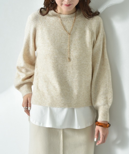 INTERPLANET（インタープラネット）の「７Ｇキャメル混クルーネックプルオーバー（ニット/セーター・レディース・ベージュ/キャメル・MEDIUM/LARGE）」の2枚目の写真