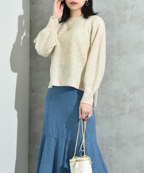 INTERPLANET（インタープラネット）の「７Ｇキャメル混クルーネックプルオーバー（ニット/セーター・レディース・ベージュ/キャメル・MEDIUM/LARGE）」の4枚目の写真