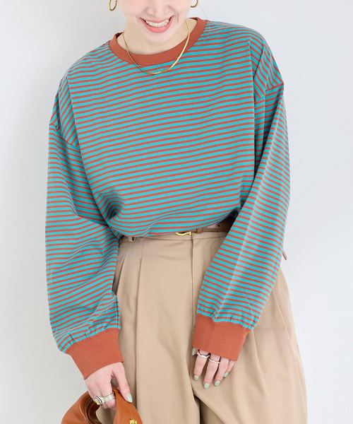 B.C STOCK（ベーセーストック）の「《追加4》【WEB限定】ウォッシャブル / ボーダーロンTEE（Tシャツ/カットソー・レディース・ブルー/ピンク/パープル・FREE）」の2枚目の写真