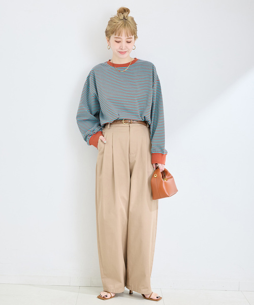 B.C STOCK（ベーセーストック）の「《追加4》【WEB限定】ウォッシャブル / ボーダーロンTEE（Tシャツ/カットソー・レディース・ブルー/ピンク/パープル・FREE）」の4枚目の写真