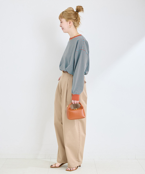 B.C STOCK（ベーセーストック）の「《追加4》【WEB限定】ウォッシャブル / ボーダーロンTEE（Tシャツ/カットソー・レディース・ブルー/ピンク/パープル・FREE）」の5枚目の写真