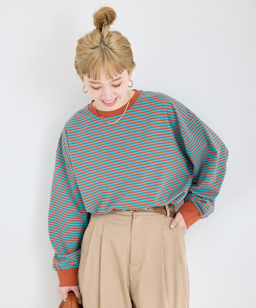 追加4》【WEB限定】ウォッシャブル / ボーダーロンTEE（Tシャツ