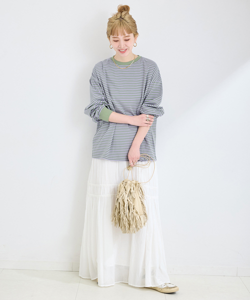 B.C STOCK（ベーセーストック）の「《追加4》【WEB限定】ウォッシャブル / ボーダーロンTEE（Tシャツ/カットソー・レディース・ブルー/ピンク/パープル・FREE）」の11枚目の写真