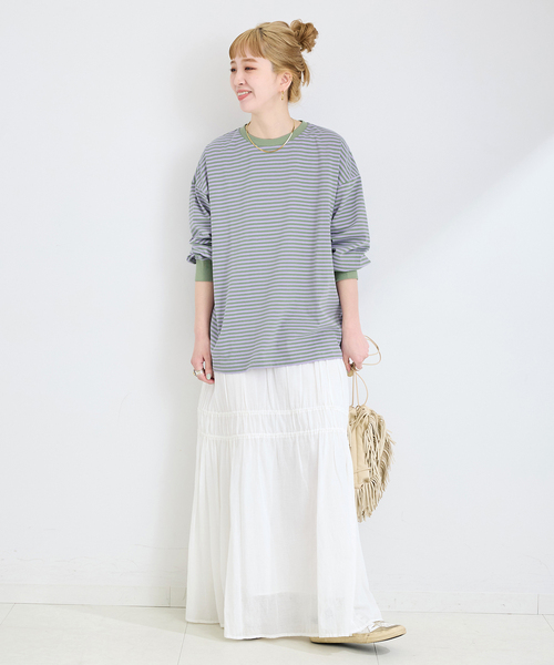 B.C STOCK（ベーセーストック）の「《追加4》【WEB限定】ウォッシャブル / ボーダーロンTEE（Tシャツ/カットソー・レディース・ブルー/ピンク/パープル・FREE）」の12枚目の写真