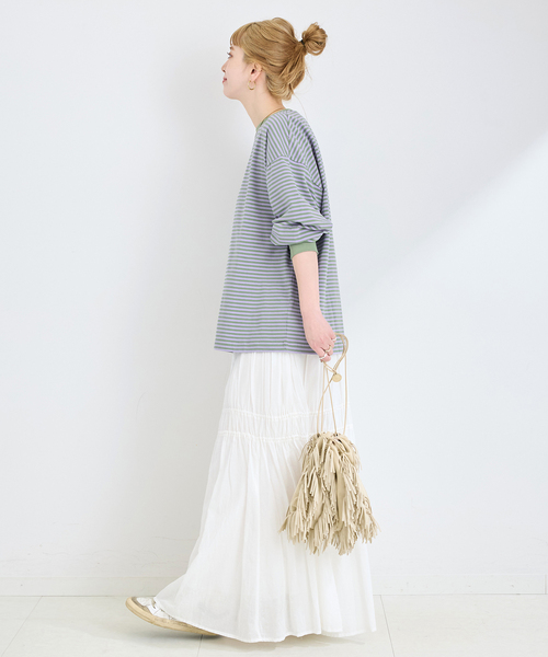 B.C STOCK（ベーセーストック）の「《追加4》【WEB限定】ウォッシャブル / ボーダーロンTEE（Tシャツ/カットソー・レディース・ブルー/ピンク/パープル・FREE）」の13枚目の写真