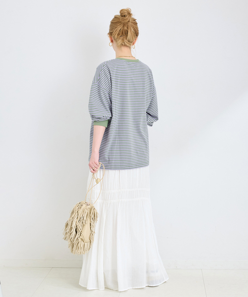 B.C STOCK（ベーセーストック）の「《追加4》【WEB限定】ウォッシャブル / ボーダーロンTEE（Tシャツ/カットソー・レディース・ブルー/ピンク/パープル・FREE）」の14枚目の写真