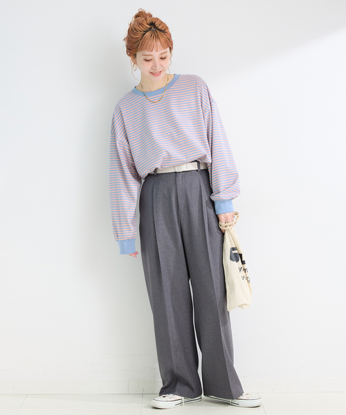 B.C STOCK（ベーセーストック）の「《追加4》【WEB限定】ウォッシャブル / ボーダーロンTEE（Tシャツ/カットソー・レディース・ブルー/ピンク/パープル・FREE）」の18枚目の写真