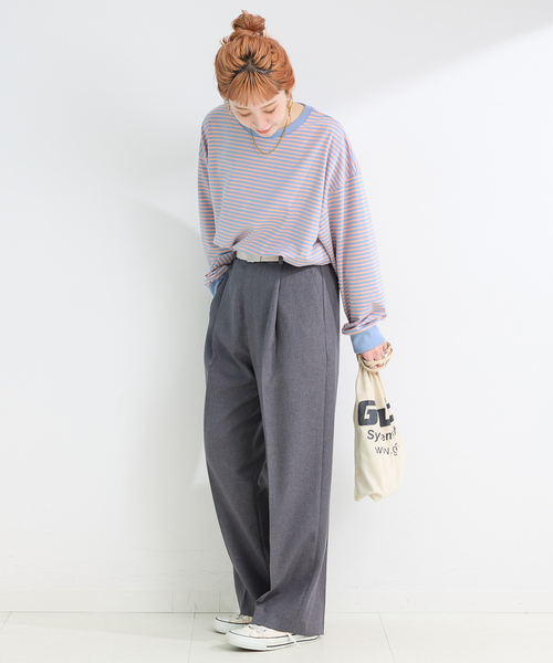 B.C STOCK（ベーセーストック）の「《追加4》【WEB限定】ウォッシャブル / ボーダーロンTEE（Tシャツ/カットソー・レディース・ブルー/ピンク/パープル・FREE）」の19枚目の写真