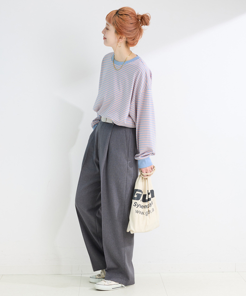 B.C STOCK（ベーセーストック）の「《追加4》【WEB限定】ウォッシャブル / ボーダーロンTEE（Tシャツ/カットソー・レディース・ブルー/ピンク/パープル・FREE）」の20枚目の写真