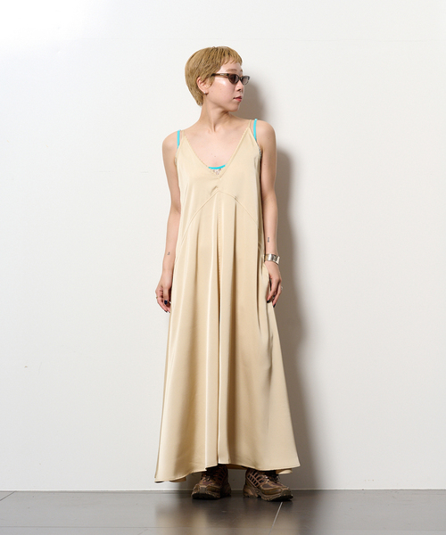 ☆GREENBUTTER☆ SILKY SIDE POCKET DRESS GREEN BUTTER SILKY SAIDE POCKET DRESS：ワンピース