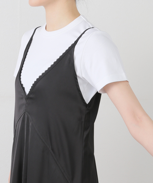 ●GREEN BUTTER●Silky U-Neck ワンピース(4color) GREEN BUTTER SILKY SAIDE POCKET DRESS：ワンピース