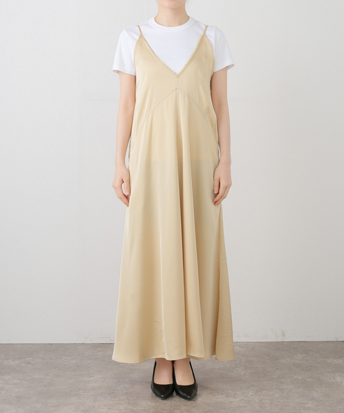 ☆GREENBUTTER☆ SILKY SIDE POCKET DRESS GREEN BUTTER SILKY SAIDE POCKET DRESS:ワンピース