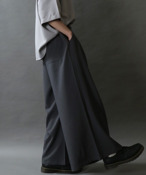 即完 定価5万 MASU グレー ワイドパンツ 25ss ワイド　スラックス44 即完 定価5万 MASU グレー ワイドパンツ 25ss ワイド スラックス