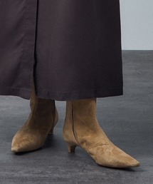 SALON adam et rope' | 【W S（ドゥーブル）】ポインテッドトゥ レザーヒールショートブーツ(ブーツ)