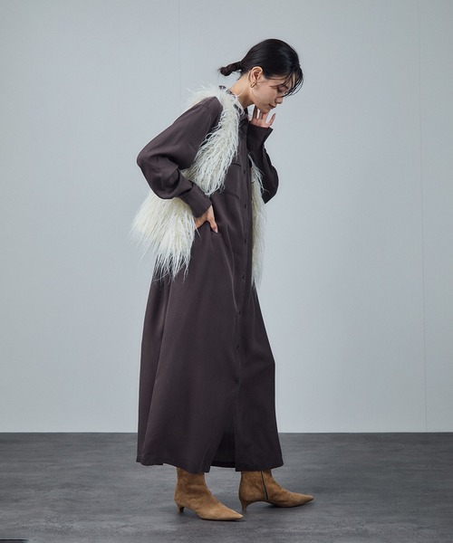 SALON adam et rope'（サロン アダム エ ロペ）の「【W S（ドゥーブル）】ポインテッドトゥ レザーヒールショートブーツ（ブーツ・レディース・ブラック/キャメル・23/24/25/36/37/38）」の4枚目の写真