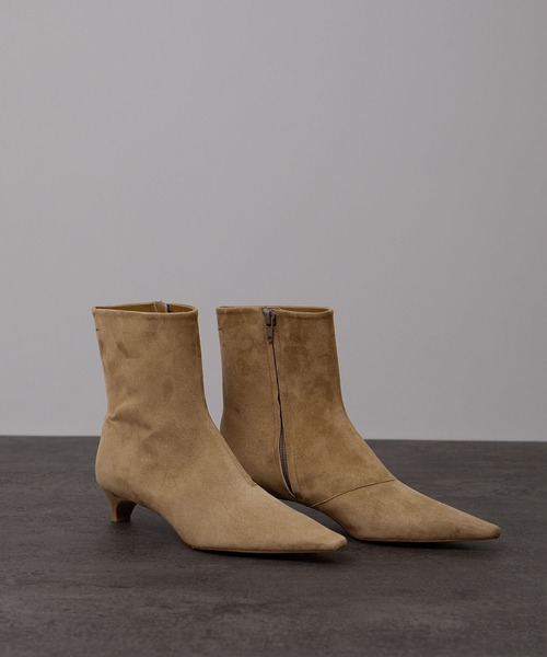 SALON adam et rope'（サロン アダム エ ロペ）の「【W S（ドゥーブル）】ポインテッドトゥ レザーヒールショートブーツ（ブーツ・レディース・ブラック/キャメル・23/24/25/36/37/38）」の6枚目の写真