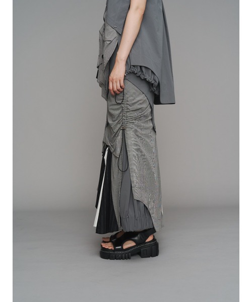 UN3D.（アンスリード）の「PATTERN MIX SHIRT SK / パターンミックスシャツスカート（スカート・レディース・ブラック/その他1/グレー・38/36）」の14枚目の写真