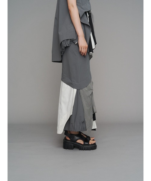 UN3D.（アンスリード）の「PATTERN MIX SHIRT SK / パターンミックスシャツスカート（スカート・レディース・ブラック/その他1/グレー・38/36）」の15枚目の写真