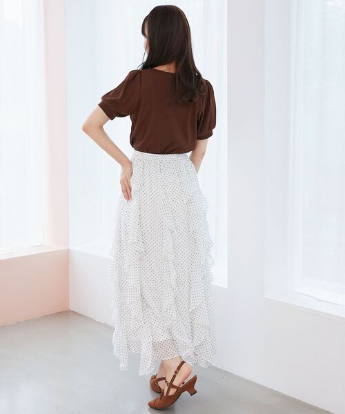 MAJESTIC LEGON（マジェスティックレゴン）の「エアリードロップラッフルスカート（スカート・レディース・ブラック/ホワイト系その他/アイボリー・MEDIUM/SMALL）」の9枚目の写真