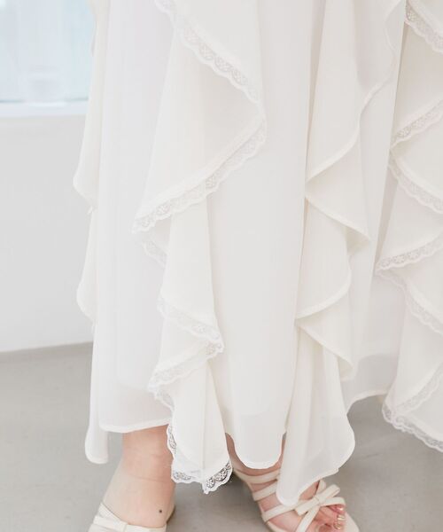 MAJESTIC LEGON（マジェスティックレゴン）の「エアリードロップラッフルスカート（スカート・レディース・ブラック/ホワイト系その他/アイボリー・MEDIUM/SMALL）」の20枚目の写真