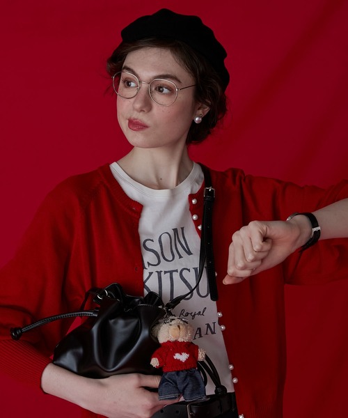 BONLECILL Marche(ボンルシールマルシェ)の「【BONLECILL Marche】《マチあり》巾着バッグ/ショルダーバッグ(ショルダーバッグ・レディース・アイボリー/ブラック/レッド・FREE)」の13枚目の写真