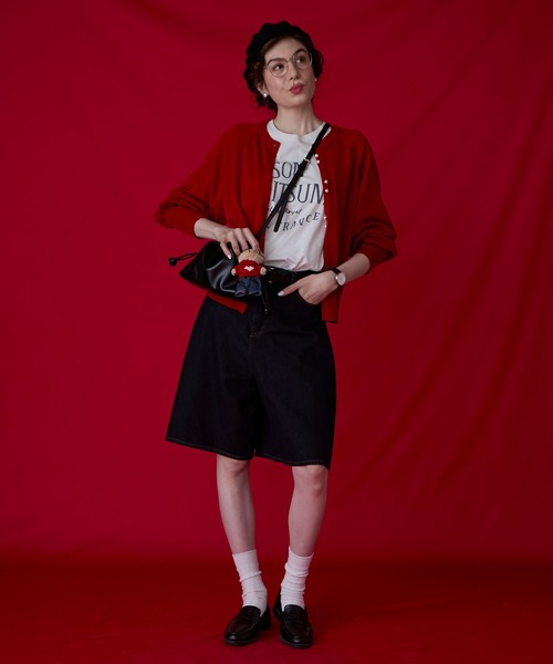 BONLECILL Marche(ボンルシールマルシェ)の「【BONLECILL Marche】《マチあり》巾着バッグ/ショルダーバッグ(ショルダーバッグ・レディース・アイボリー/ブラック/レッド・FREE)」の18枚目の写真