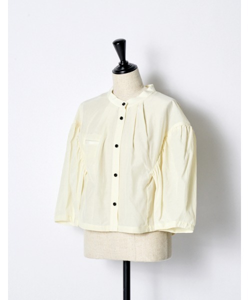 RUMCHE（ラムシェ）の「Stand Collar Blouse / スタンドカラーブラウス（シャツ/ブラウス・レディース・ネイビー/オフホワイト・FREE）」の4枚目の写真
