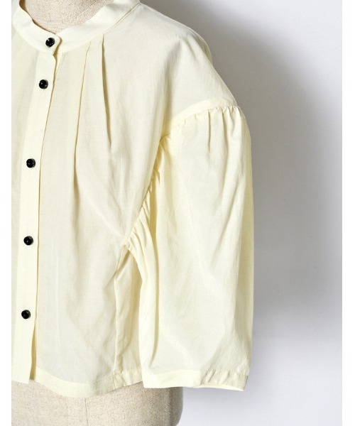 RUMCHE（ラムシェ）の「Stand Collar Blouse / スタンドカラーブラウス（シャツ/ブラウス・レディース・ネイビー/オフホワイト・FREE）」の7枚目の写真