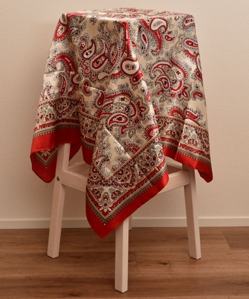 45RPM スカーフ バンダナ 日本製 シルク 絹 ペイズリー ヴィンテージ