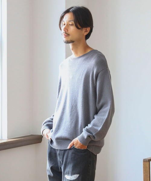 B:MING by BEAMS(ビーミングバイビームス)の「ambiance / 3ゲージ リフレクター クルーネック ニット(ユニセックス)(ニット/セーター・メンズ・グレー/ブラック・S/M/L/XL)」の5枚目の写真