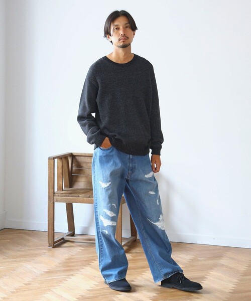 B:MING by BEAMS(ビーミングバイビームス)の「ambiance / 3ゲージ リフレクター クルーネック ニット(ユニセックス)(ニット/セーター・メンズ・グレー/ブラック・S/M/L/XL)」の7枚目の写真