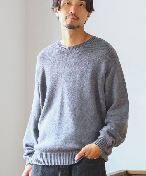 B:MING by BEAMS(ビーミングバイビームス)の「ambiance / 3ゲージ リフレクター クルーネック ニット(ユニセックス)(ニット/セーター・メンズ・グレー/ブラック・S/M/L/XL)」の1枚目の写真