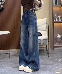 大人こなれ感を演出デニムワイドイージーパンツ