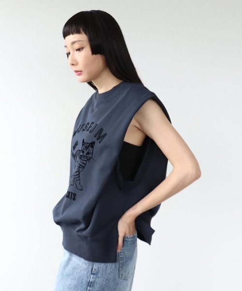 Three Four Time（ｽﾘｰﾌｫｰﾀｲﾑ）の「ネコトラフロッキープリントプルオーバー（Tシャツ/カットソー・レディース・グレー/ネイビー・FREE）」の13枚目の写真