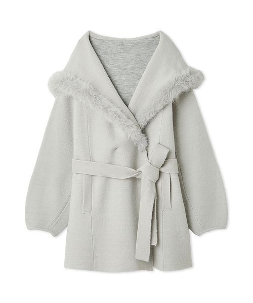 SNIDEL（スナイデル）の「ファーフードニットコート（その他アウター・レディース・ライトグレー/アイボリー・F）」の17枚目の写真